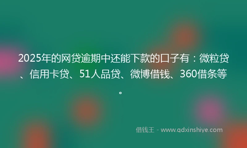 2025年的网贷逾期中还能下款的口子有：微粒贷、信用卡贷、51人品贷、微博借钱、360借条等。