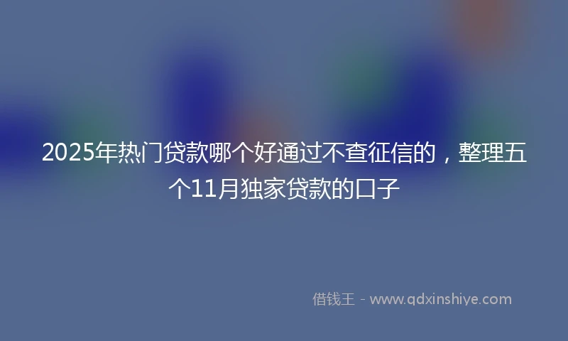 2025年热门贷款哪个好通过不查征信的，整理五个11月独家贷款的口子