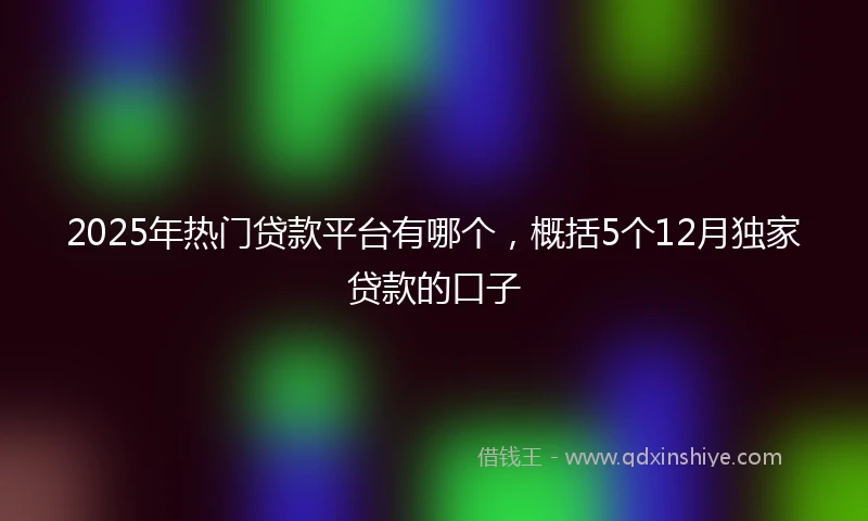 2025年热门贷款平台有哪个,概括5个12月独家贷款的口子