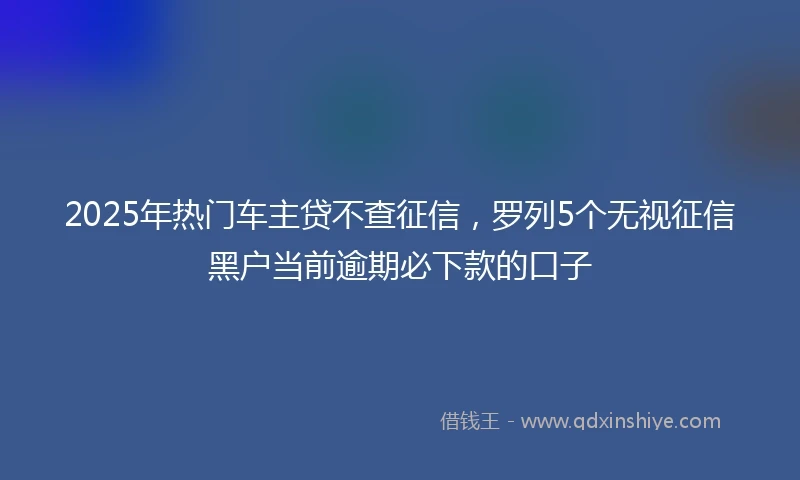 2025年热门车主贷不查征信，罗列5个无视征信黑户当前逾期必下款的口子