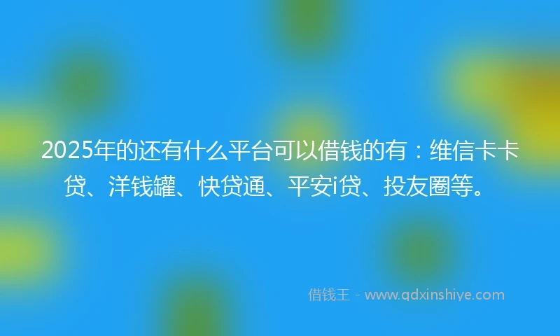 2025年的还有什么平台可以借钱的有：维信卡卡贷、洋钱罐、快贷通、平安i贷、投友圈等。