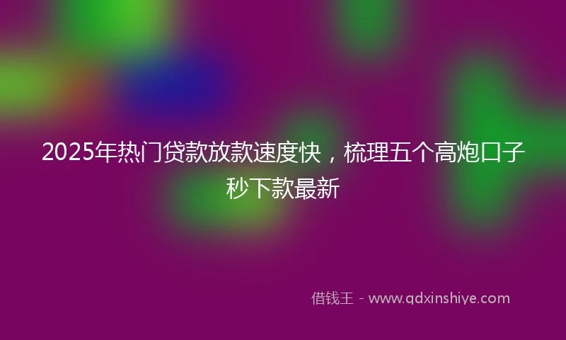 2025年热门贷款放款速度快，梳理五个高炮口子秒下款最新