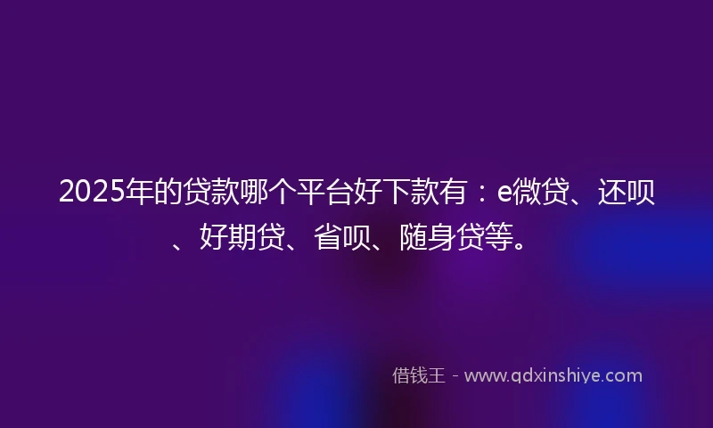 2025年的贷款哪个平台好下款有：e微贷、还呗、好期贷、省呗、随身贷等。