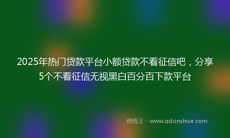 2025年热门贷款平台小额贷款不看征信吧，分享5个不看征信无视黑白百分百下款平台