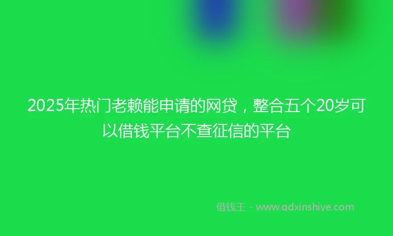 2025年热门老赖能申请的网贷，整合五个20岁可以借钱平台不查征信的平台