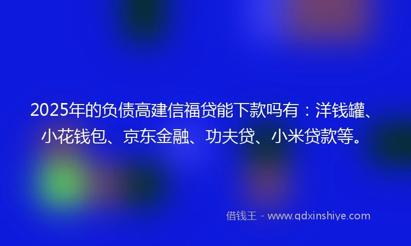 2025年的负债高建信福贷能下款吗有：洋钱罐、小花钱包、京东金融、功夫贷、小米贷款等。
