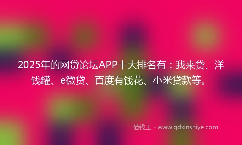2025年的网贷论坛APP十大排名有：我来贷、洋钱罐、e微贷、百度有钱花、小米贷款等。