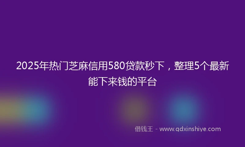 2025年热门芝麻信用580贷款秒下，整理5个最新能下来钱的平台