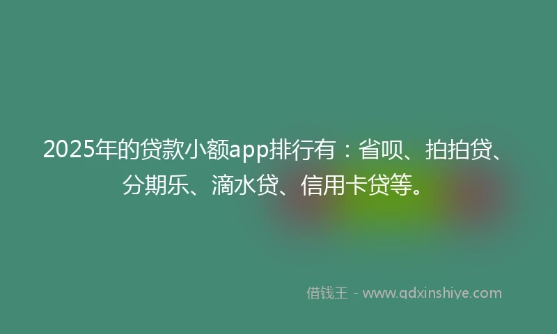 2025年的贷款小额app排行有：省呗、拍拍贷、分期乐、滴水贷、信用卡贷等。