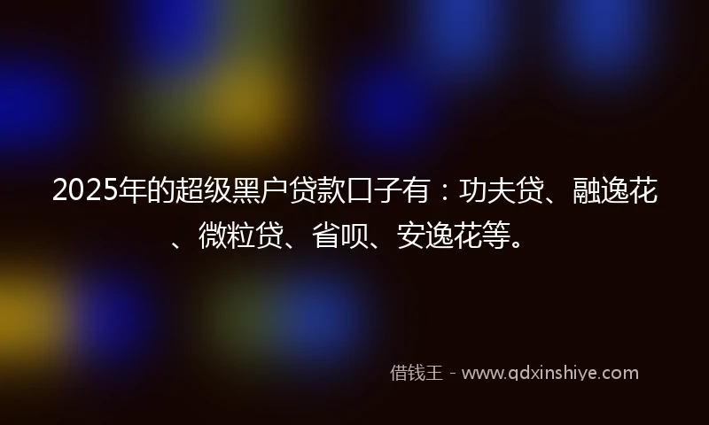 2025年的超级黑户贷款口子有：功夫贷、融逸花、微粒贷、省呗、安逸花等。