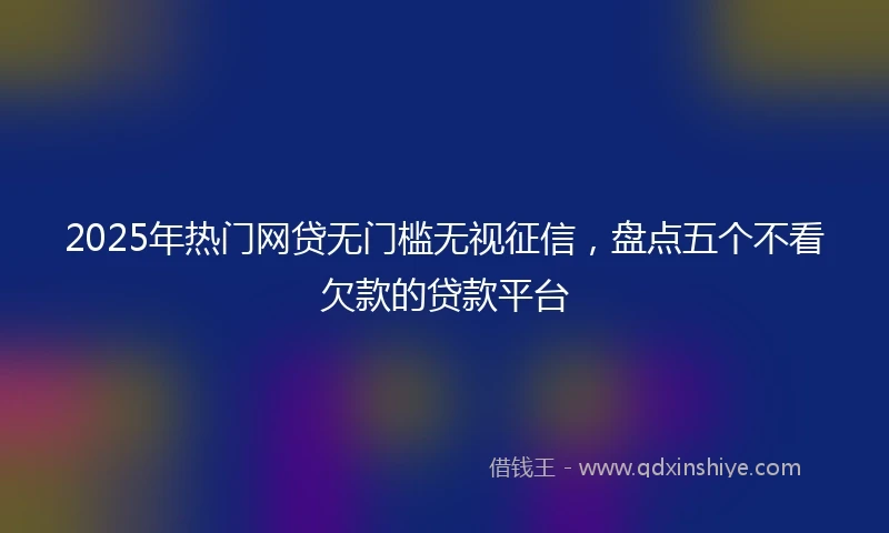 2025年热门网贷无门槛无视征信，盘点五个不看欠款的贷款平台