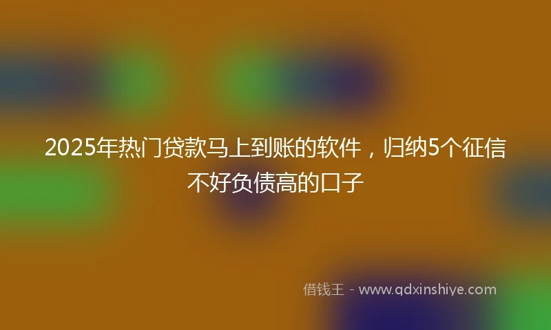 2025年热门贷款马上到账的软件，归纳5个征信不好负债高的口子