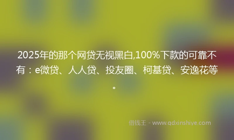 2025年的那个网贷无视黑白,100%下款的可靠不有：e微贷、人人贷、投友圈、柯基贷、安逸花等。