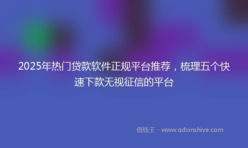 2025年热门贷款软件正规平台推荐，梳理五个快速下款无视征信的平台