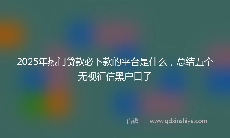 2025年热门贷款必下款的平台是什么，总结五个无视征信黑户口子