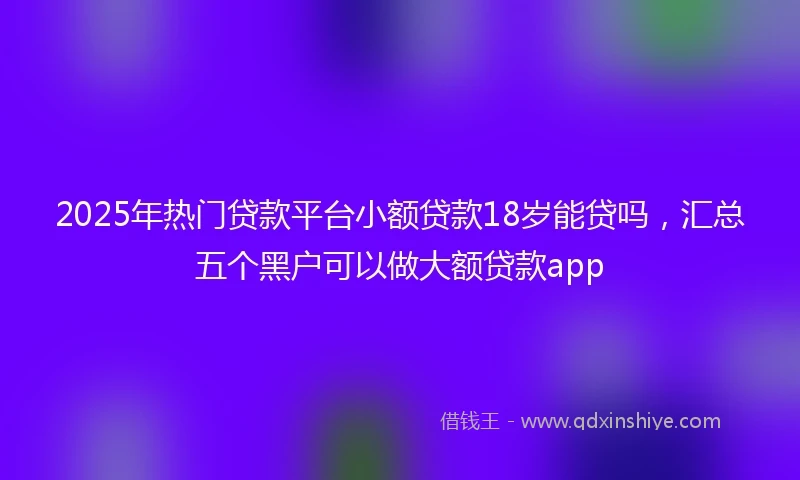 2025年热门贷款平台小额贷款18岁能贷吗，汇总五个黑户可以做大额贷款app