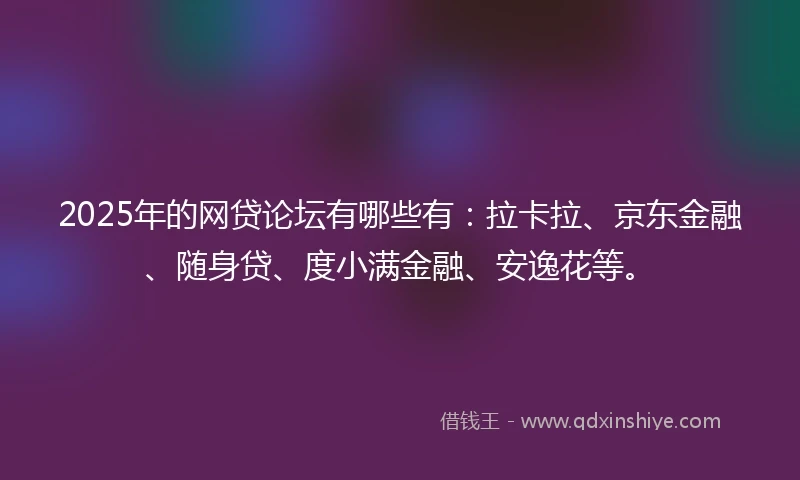 2025年的网贷论坛有哪些有：拉卡拉、京东金融、随身贷、度小满金融、安逸花等。