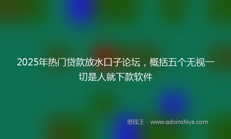 2025年热门贷款放水口子论坛，概括五个无视一切是人就下款软件