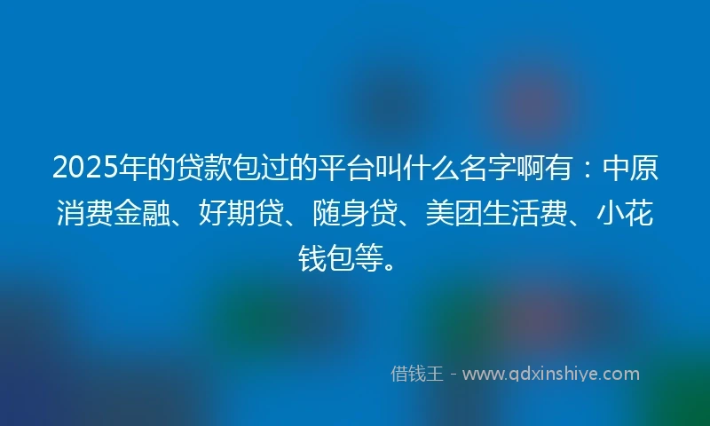 2025年的贷款包过的平台叫什么名字啊有：中原消费金融、好期贷、随身贷、美团生活费、小花钱包等。