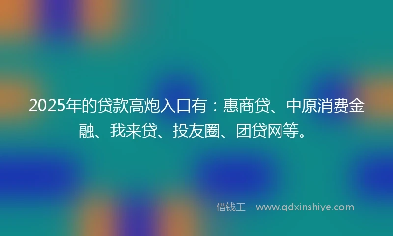 2025年的贷款高炮入口有：惠商贷、中原消费金融、我来贷、投友圈、团贷网等。