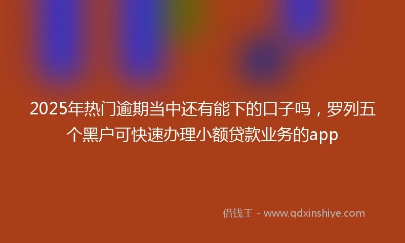 2025年热门逾期当中还有能下的口子吗，罗列五个黑户可快速办理小额贷款业务的app