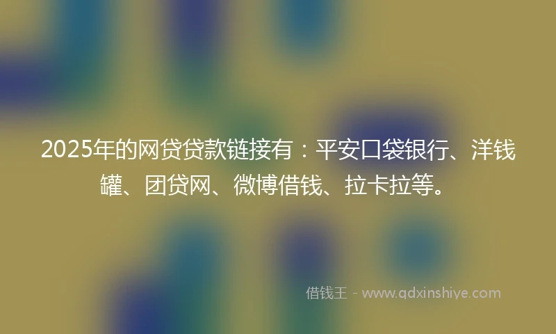 2025年的网贷贷款链接有：平安口袋银行、洋钱罐、团贷网、微博借钱、拉卡拉等。