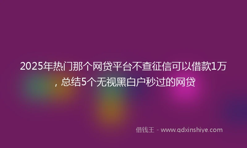 2025年热门那个网贷平台不查征信可以借款1万，总结5个无视黑白户秒过的网贷