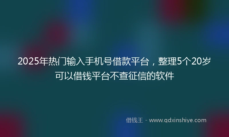 2025年热门输入手机号借款平台，整理5个20岁可以借钱平台不查征信的软件