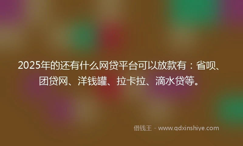2025年的还有什么网贷平台可以放款有：省呗、团贷网、洋钱罐、拉卡拉、滴水贷等。
