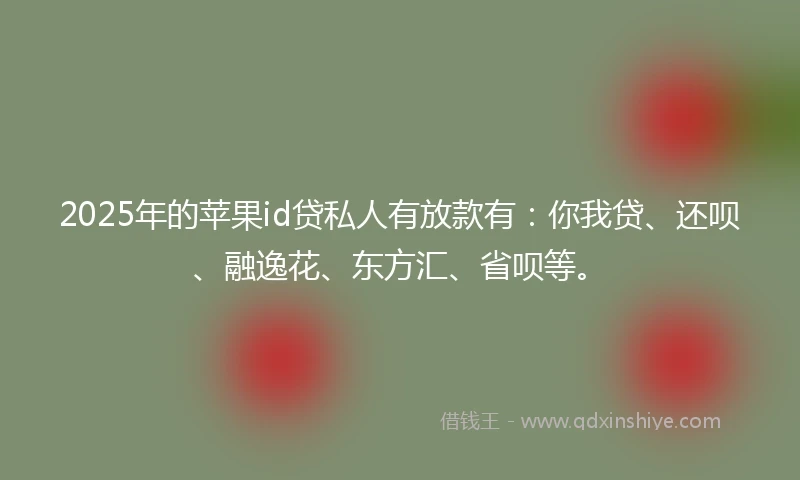 2025年的苹果id贷私人有放款有：你我贷、还呗、融逸花、东方汇、省呗等。