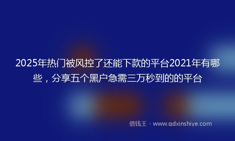 2025年热门被风控了还能下款的平台2021年有哪些，分享五个黑户急需三万秒到的的平台