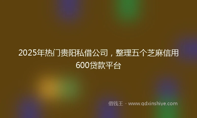 2025年热门贵阳私借公司，整理五个芝麻信用600贷款平台