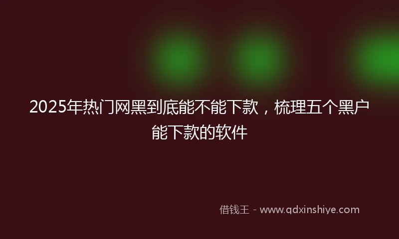 2025年热门网黑到底能不能下款，梳理五个黑户能下款的软件