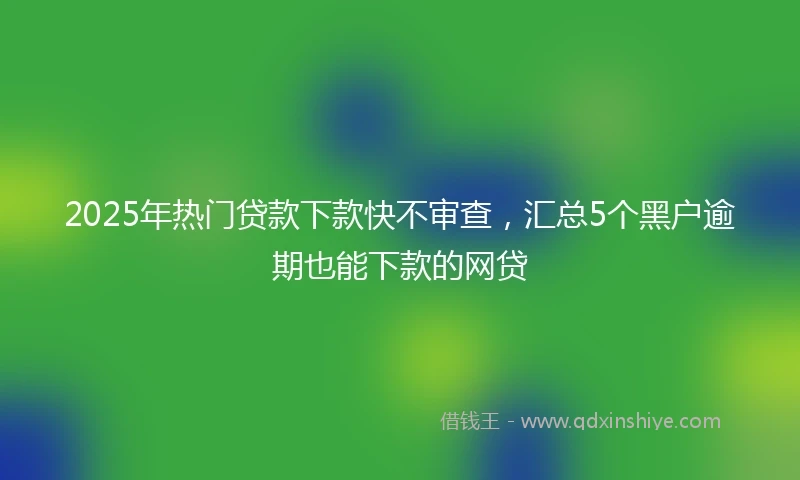 2025年热门贷款下款快不审查，汇总5个黑户逾期也能下款的网贷