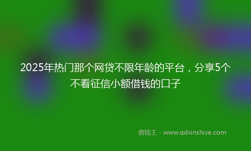 2025年热门那个网贷不限年龄的平台，分享5个不看征信小额借钱的口子
