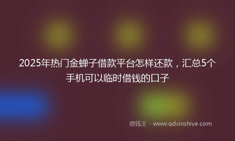 2025年热门金蝉子借款平台怎样还款，汇总5个手机可以临时借钱的口子