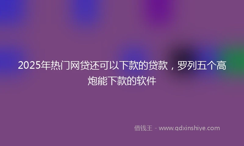 2025年热门网贷还可以下款的贷款，罗列五个高炮能下款的软件