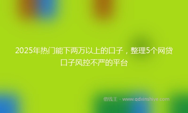 2025年热门能下两万以上的口子，整理5个网贷口子风控不严的平台