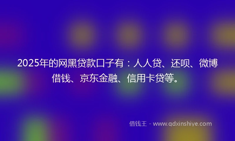 2025年的网黑贷款口子有：人人贷、还呗、微博借钱、京东金融、信用卡贷等。