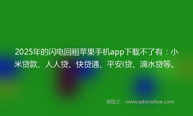 2025年的闪电回租苹果手机app下载不了有：小米贷款、人人贷、快贷通、平安i贷、滴水贷等。