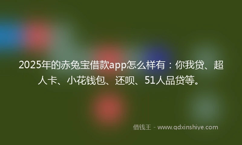 2025年的赤兔宝借款app怎么样有：你我贷、超人卡、小花钱包、还呗、51人品贷等。