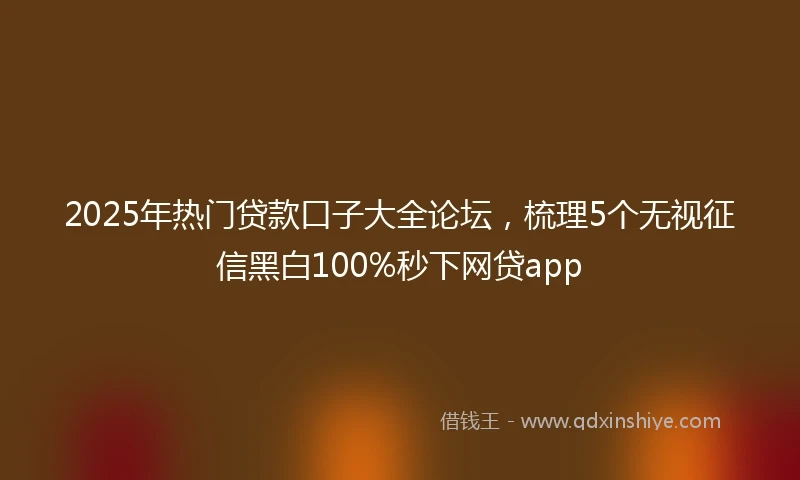 2025年热门贷款口子大全论坛，梳理5个无视征信黑白100%秒下网贷app