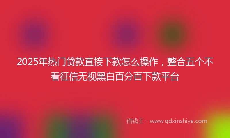 2025年热门贷款直接下款怎么操作，整合五个不看征信无视黑白百分百下款平台