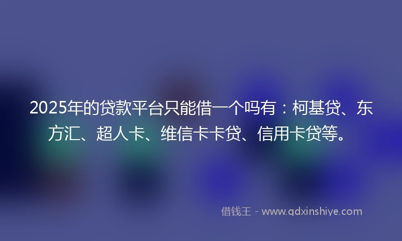 2025年的贷款平台只能借一个吗有：柯基贷、东方汇、超人卡、维信卡卡贷、信用卡贷等。