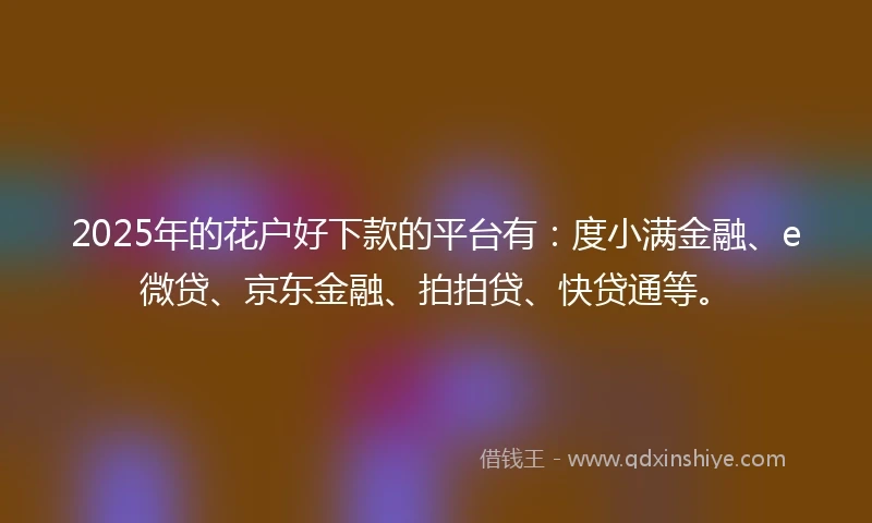 2025年的花户好下款的平台有：度小满金融、e微贷、京东金融、拍拍贷、快贷通等。