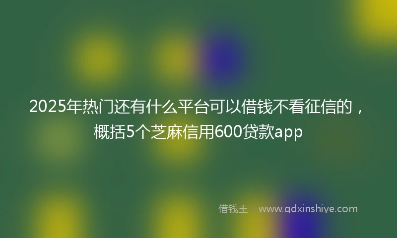 2025年热门还有什么平台可以借钱不看征信的,概括5个芝麻信用600贷款app