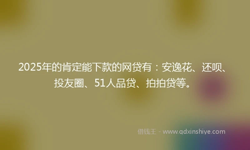2025年的肯定能下款的网贷有：安逸花、还呗、投友圈、51人品贷、拍拍贷等。