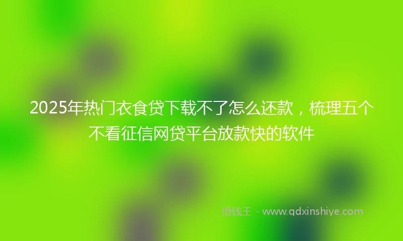 2025年热门衣食贷下载不了怎么还款，梳理五个不看征信网贷平台放款快的软件