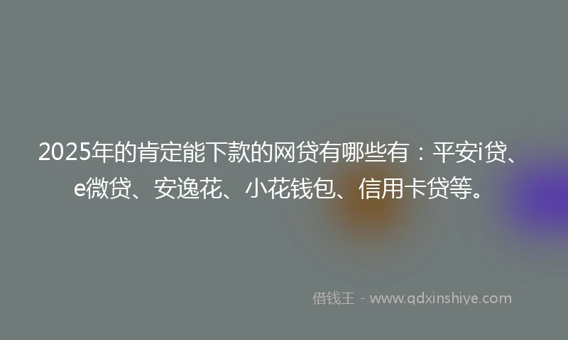 2025年的肯定能下款的网贷有哪些有：平安i贷、e微贷、安逸花、小花钱包、信用卡贷等。