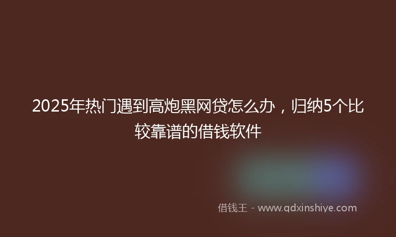 2025年热门遇到高炮黑网贷怎么办，归纳5个比较靠谱的借钱软件
